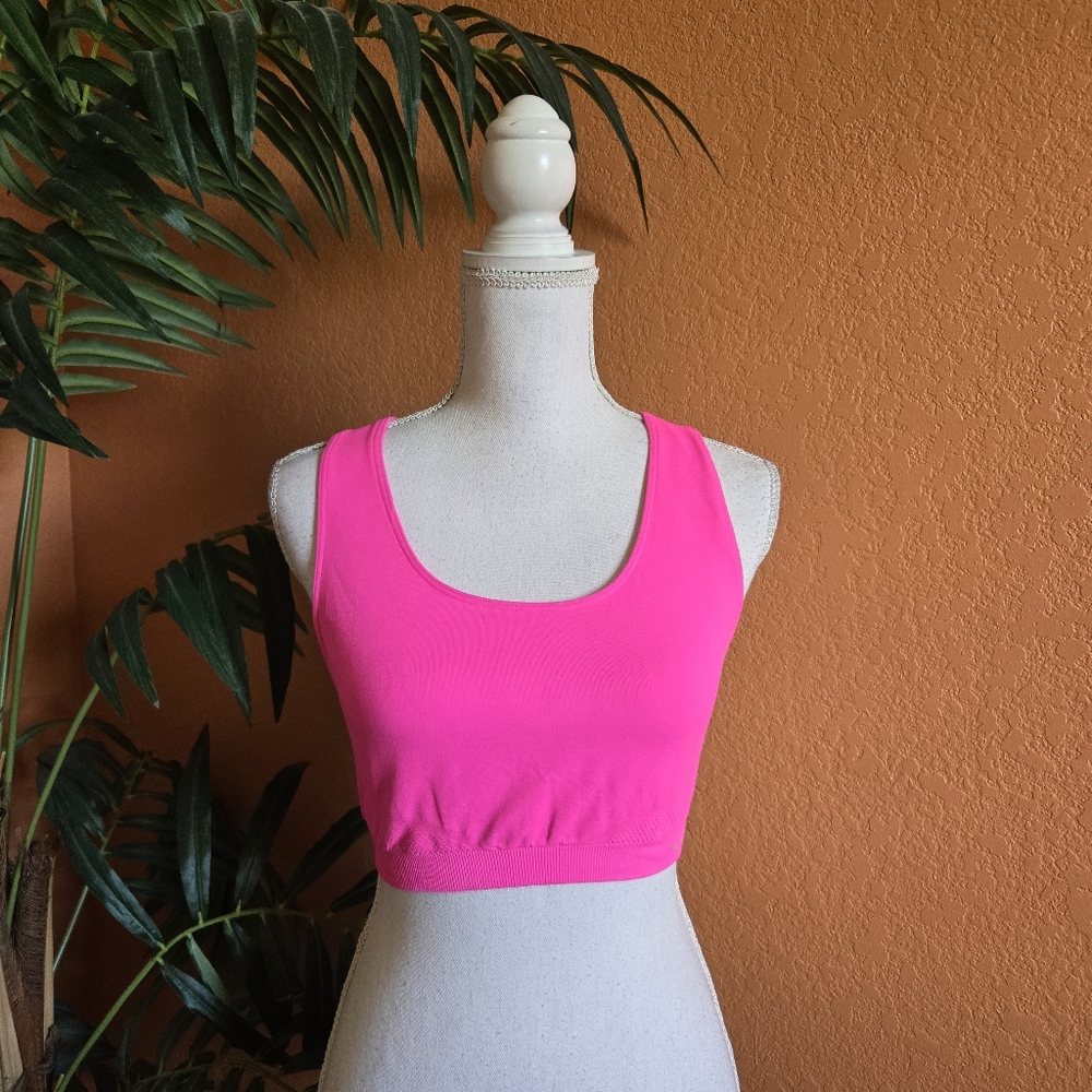 3/$25 Champion Sports Bra Hot Pink Barbie Large No Padding Nylon Spandex Sporty